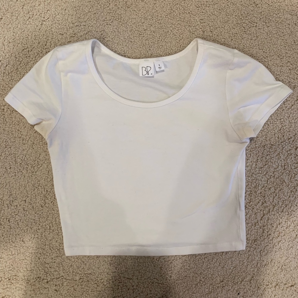 White Short Sleeve Crop Top